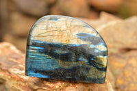 Polished Labradorite Standing Free Forms With Intense Blue & Gold Flash x 3 From Tulear, Madagascar - TopRock