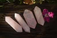 Polished Double Terminated Pink Rose Quartz Points  x 4 From Ambatondrazaka, Madagascar - TopRock