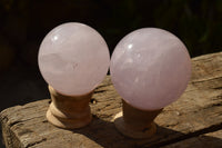 Polished Rare Blue Rose Quartz Spheres With Asterisms  x 4 From Madagascar - TopRock