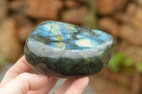 Polished Labradorite Standing Free Forms With Intense Blue & Gold Flash x 3 From Tulear, Madagascar - TopRock