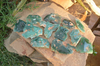 Polished  One Side Polished Emerald Mtorolite Plates  x 12 From Zimbabwe