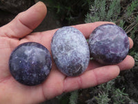 Polished Lithium Mica, Purple Lepidolite (some with Rubellite inclusions) Gallets / Palm Stones - sold per kg - From Madagascar - TopRock