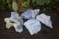 Natural Etched Blue Chalcedony Specimens  x 4 From Nsanje, Malawi