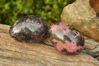 Polished Pink & Black Rhodonite Eggs  x 4 From Madagascar - TopRock