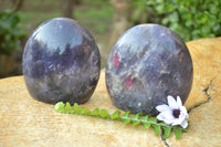 Polished Purple Lepidolite Standing Free Forms With Pink Tourmaline Inclusions  x 2 From Madagascar - TopRock