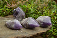 Polished Chevron Amethyst Crystal Points x 4 From Madagascar - TopRock