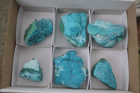 Natural Blue Chrysocolla On Silky Malachite Matrix Specimens  x 6 From Kulukuluku, Congo - Toprock Gemstones and Minerals 