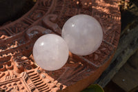 Polished Rare Blue Rose Quartz Spheres With Asterisms  x 4 From Madagascar - TopRock