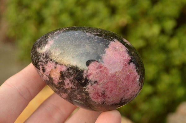 Polished Pink & Black Rhodonite Eggs  x 4 From Madagascar - TopRock