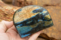 Polished Labradorite Standing Free Forms With Intense Blue & Gold Flash x 3 From Tulear, Madagascar - TopRock