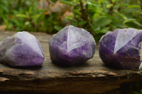 Polished Chevron Amethyst Crystal Points x 4 From Madagascar - TopRock