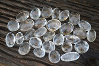 Polished Small Semi Optic Rock Crystal Galet / Palm Stones x 70 From Madagascar