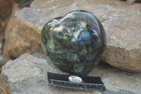 Polished  Puffy Labradorite Gemstone Heart x 1 From Tulear, Madagascar