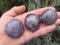 Polished Lithium Mica, Purple Lepidolite (some with Rubellite inclusions) Gallets / Palm Stones - sold per kg - From Madagascar - TopRock