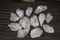 Natural Small White Phantom Smokey Quartz Clusters x 12 From Luena, Congo