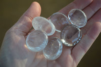 Polished Small Semi Optic Rock Crystal Galet / Palm Stones x 70 From Madagascar