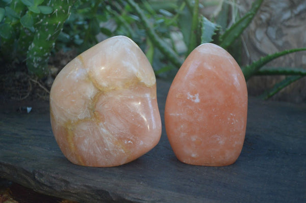 Polished Orange Twist Calcite Standing Free Forms  x 2 From Maevantanana, Madagascar