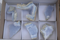 Natural Blue Lace Agate Geode Specimens x 6 From Nsanje, Malawi