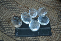 Polished Small Semi Optic Rock Crystal Galet / Palm Stones x 70 From Madagascar