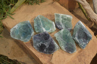 Natural Rough Watermelon Fluorite Cobbed Specimens  x 6 From Namibia