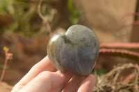 Polished Purple Flash Labradorite Hearts x 6 From Tulear, Madagascar - TopRock