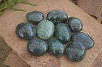 Polished Emerald Fuchsite Quartz Palm Stones With Pyrite & Mica Specks  x 12 From Madagascar - Toprock Gemstones and Minerals 