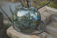 Polished  Puffy Labradorite Gemstone Heart x 1 From Tulear, Madagascar