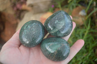 Polished Emerald Fuchsite Quartz Palm Stones With Pyrite & Mica Specks  x 12 From Madagascar - Toprock Gemstones and Minerals 