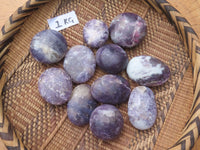 Polished Lithium Mica, Purple Lepidolite (some with Rubellite inclusions) Gallets / Palm Stones - sold per kg - From Madagascar - TopRock