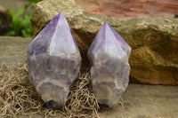 Polished Chevron Amethyst Crystal Points x 4 From Madagascar - TopRock