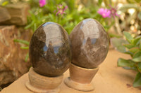 Polished Large Morion Smokey Quartz Eggs x 4 From Madagascar - TopRock