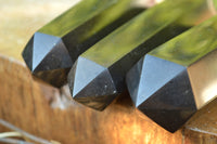 Polished Pitch Black Basalt Points/Prisms x 7 From Madagascar - TopRock