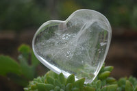 Polished Girasol Pearl & Clear Quartz Gemstone Hearts  x 6 From Madagascar - Toprock Gemstones and Minerals 