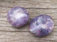 Polished Lithium Mica, Purple Lepidolite (some with Rubellite inclusions) Gallets / Palm Stones - sold per kg - From Madagascar - TopRock