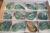 Polished On One Side Emerald Mtorolite Plates x 12 From Mutorashanga, Zimbabwe