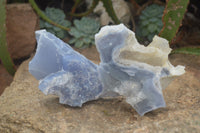 Natural Etched Blue Chalcedony Specimens  x 4 From Nsanje, Malawi