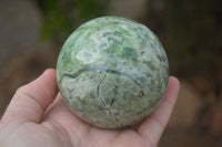 Polished  Green Chrysoprase Spheres  x 3 From Ambatondrazaka, Madagascar