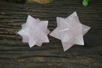 Polished Gemmy Rose Quartz Merkabah Stars x 2 From Madagascar