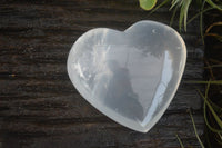 Polished Girasol Pearl & Clear Quartz Gemstone Hearts  x 6 From Madagascar - Toprock Gemstones and Minerals 