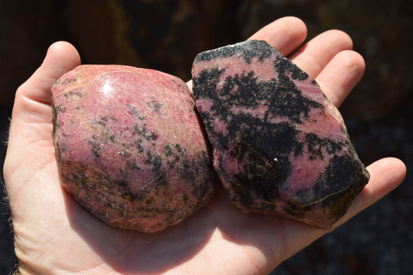 Polished One Side Polished Rhodonite Free Forms  x 6 From Ambindavato, Madagascar - TopRock