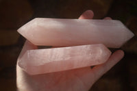 Polished Double Terminated Pink Rose Quartz Points  x 4 From Ambatondrazaka, Madagascar - TopRock