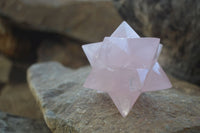 Polished Gemmy Rose Quartz Merkabah Stars x 2 From Madagascar