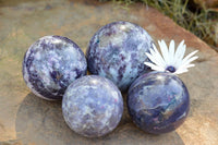 Polished Specular Purple Mica Lepidolite Spheres  x 4 From Madagascar - TopRock