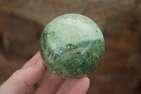 Polished  Green Chrysoprase Spheres  x 3 From Ambatondrazaka, Madagascar