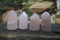 Polished Gemmy Rose Quartz Points x 4 From Madagascar