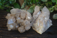 Natural Cascading White Phantom Smokey Quartz Clusters  x 2 From Luena, Congo - Toprock Gemstones and Minerals 