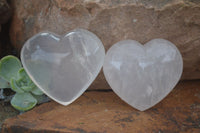 Polished Girasol Pearl & Clear Quartz Gemstone Hearts  x 6 From Madagascar - Toprock Gemstones and Minerals 