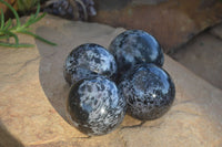 Polished Merlinite Gabbro Spheres  x 4 From Madagascar - Toprock Gemstones and Minerals 