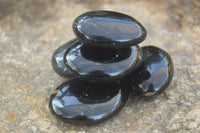 Polished Schorl Black Tourmaline Palm Stones  x 20 From Madagascar - Toprock Gemstones and Minerals 