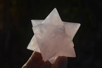 Polished Gemmy Rose Quartz Merkabah Stars x 2 From Madagascar